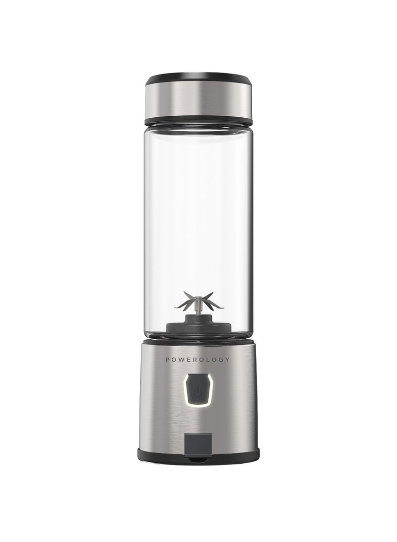 Portable 6 Stainless Steel Blades Juicer 126W Motor with 450ml Glass Container/2500mAh x2 Battery/ Up to 15 Drinks Per Charge - Silver