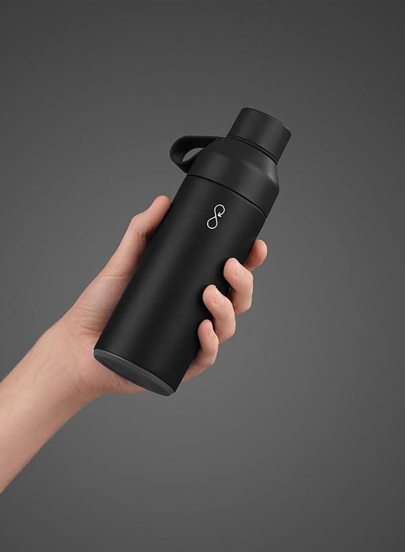 Eco-Friendly Stainless Steel Reusable Water Bottle Leakproof BPA Free Dishwasher Safe Double Wall Vacuum Insulated Thermos Flask - Black (500 Ml)