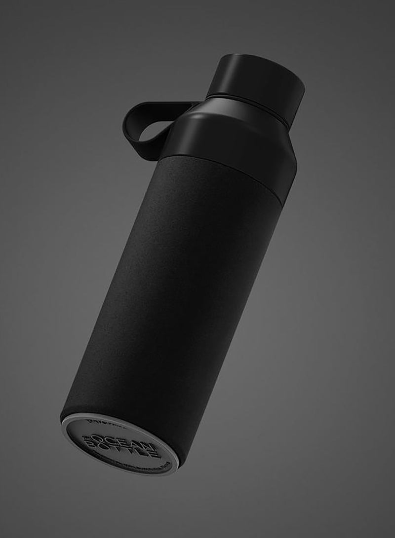 Eco-Friendly Stainless Steel Reusable Water Bottle Leakproof BPA Free Dishwasher Safe Double Wall Vacuum Insulated Thermos Flask - Black (500 Ml)