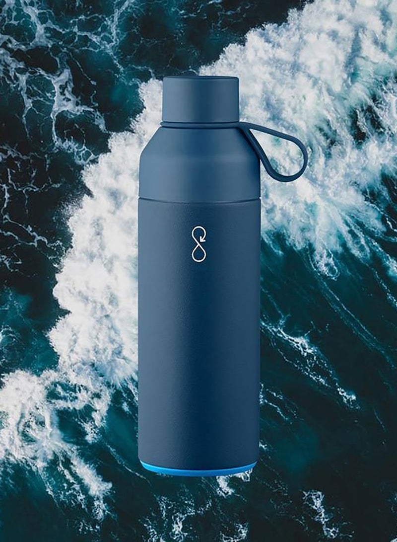 Eco-Friendly Stainless Steel Reusable Water Bottle Leakproof BPA Free Dishwasher Safe Double Wall Vacuum Insulated Thermos Flask - Ocean Blue (500Ml)