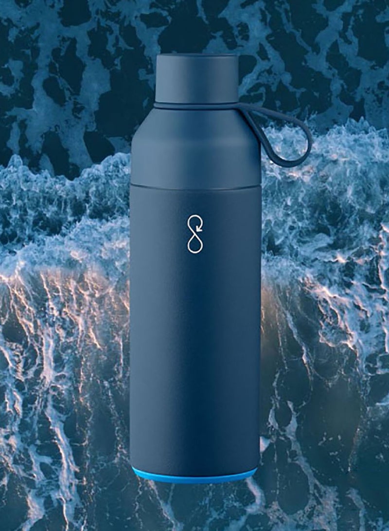 Eco-Friendly Stainless Steel Reusable Water Bottle Leakproof BPA Free Dishwasher Safe Double Wall Vacuum Insulated Thermos Flask - Ocean Blue (500Ml)