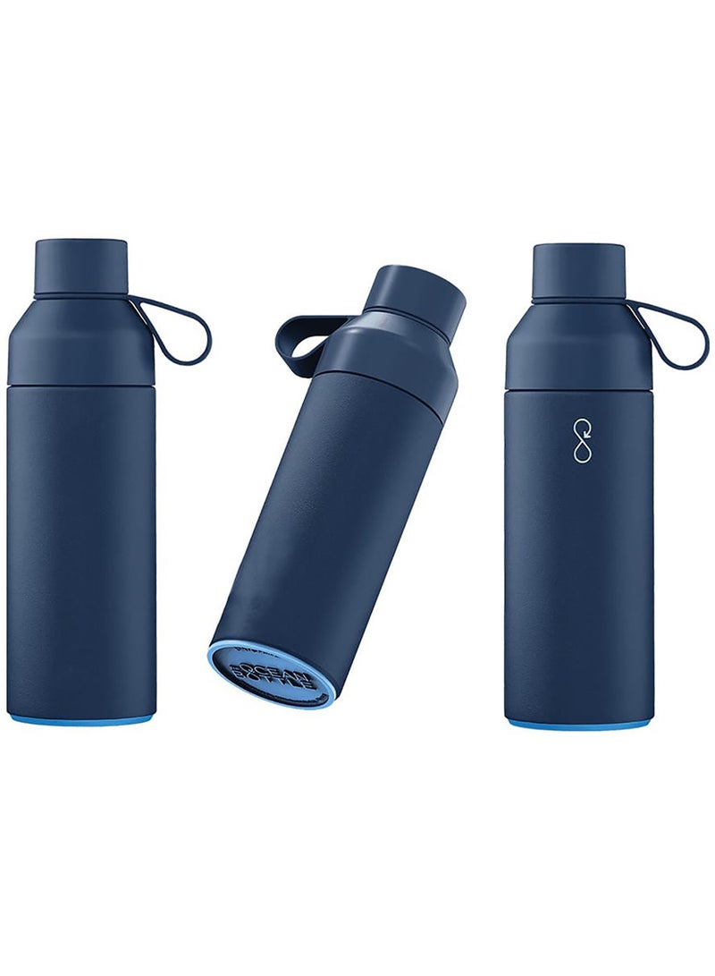 Eco-Friendly Stainless Steel Reusable Water Bottle Leakproof BPA Free Dishwasher Safe Double Wall Vacuum Insulated Thermos Flask - Ocean Blue (500Ml)