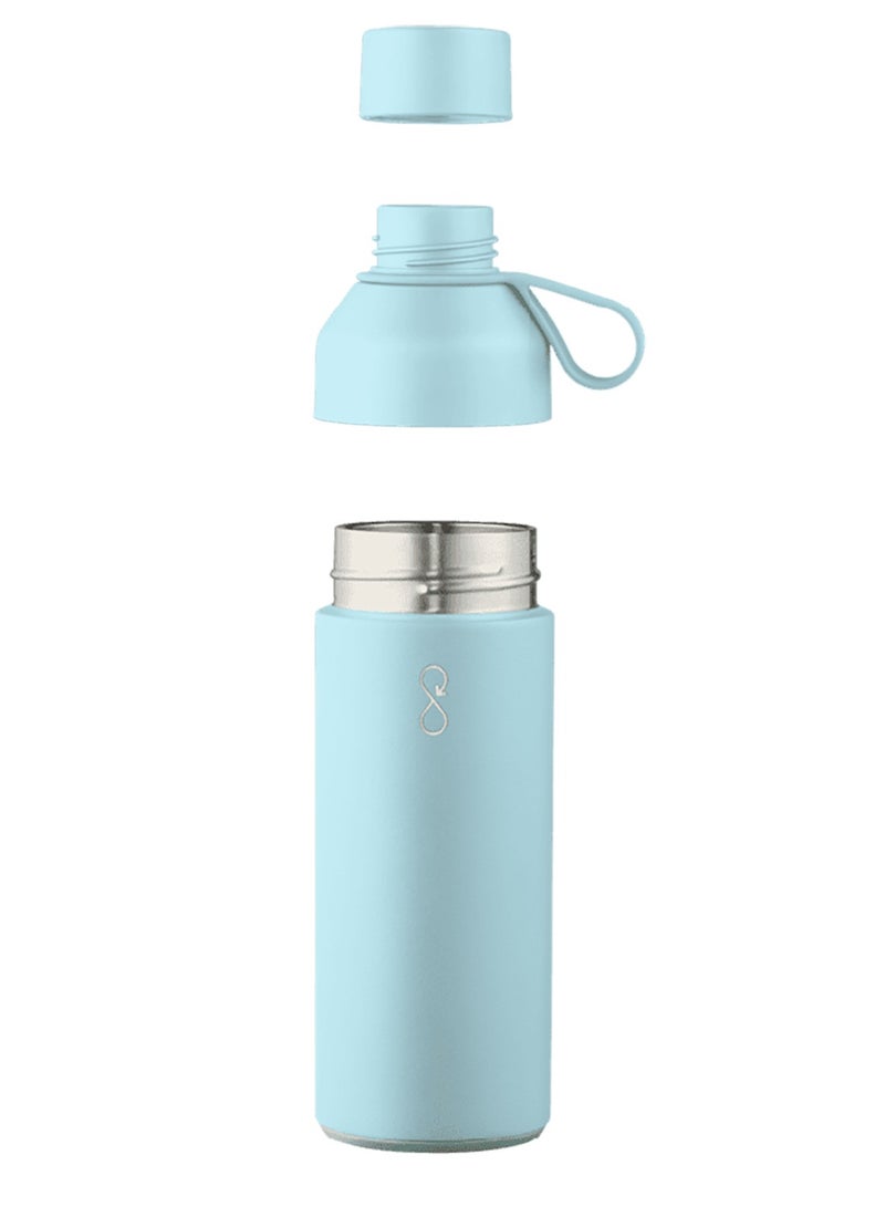 Eco-Friendly Stainless Steel Reusable Water Bottle Leakproof BPA Free Dishwasher Safe Double Wall Vacuum Insulated Thermos Flask - Sky Blue - 500ml