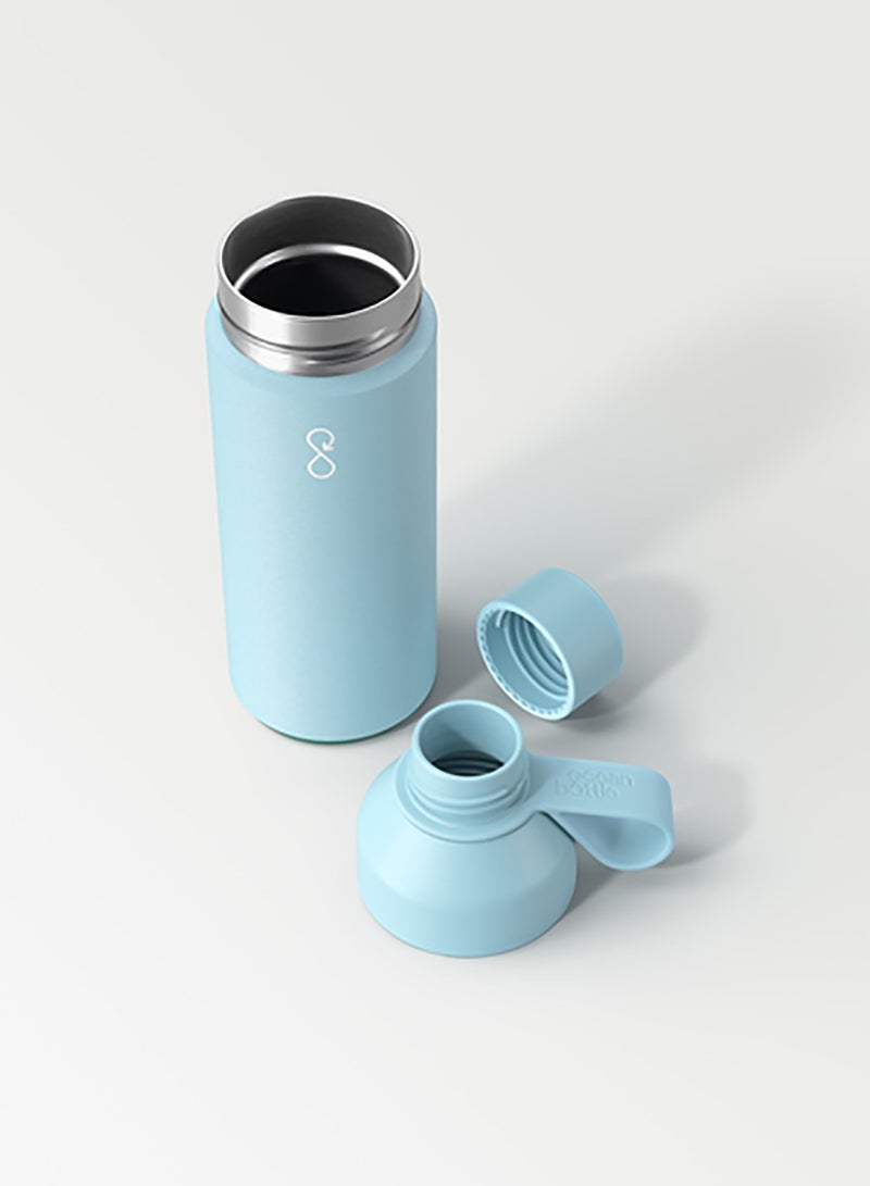 Eco-Friendly Stainless Steel Reusable Water Bottle Leakproof BPA Free Dishwasher Safe Double Wall Vacuum Insulated Thermos Flask - Sky Blue - 500ml