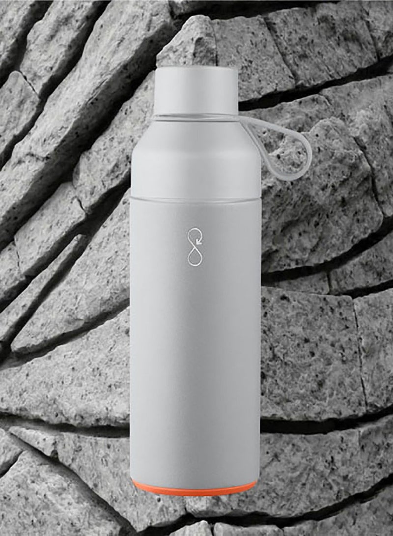 Eco-Friendly Stainless Steel Reusable Water Bottle Leakproof BPA Free Dishwasher Safe Double Wall Vacuum Insulated Thermos Flask - Rock Grey - 500 ml