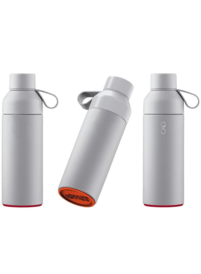 Eco-Friendly Stainless Steel Reusable Water Bottle Leakproof BPA Free Dishwasher Safe Double Wall Vacuum Insulated Thermos Flask - Rock Grey - 500 ml