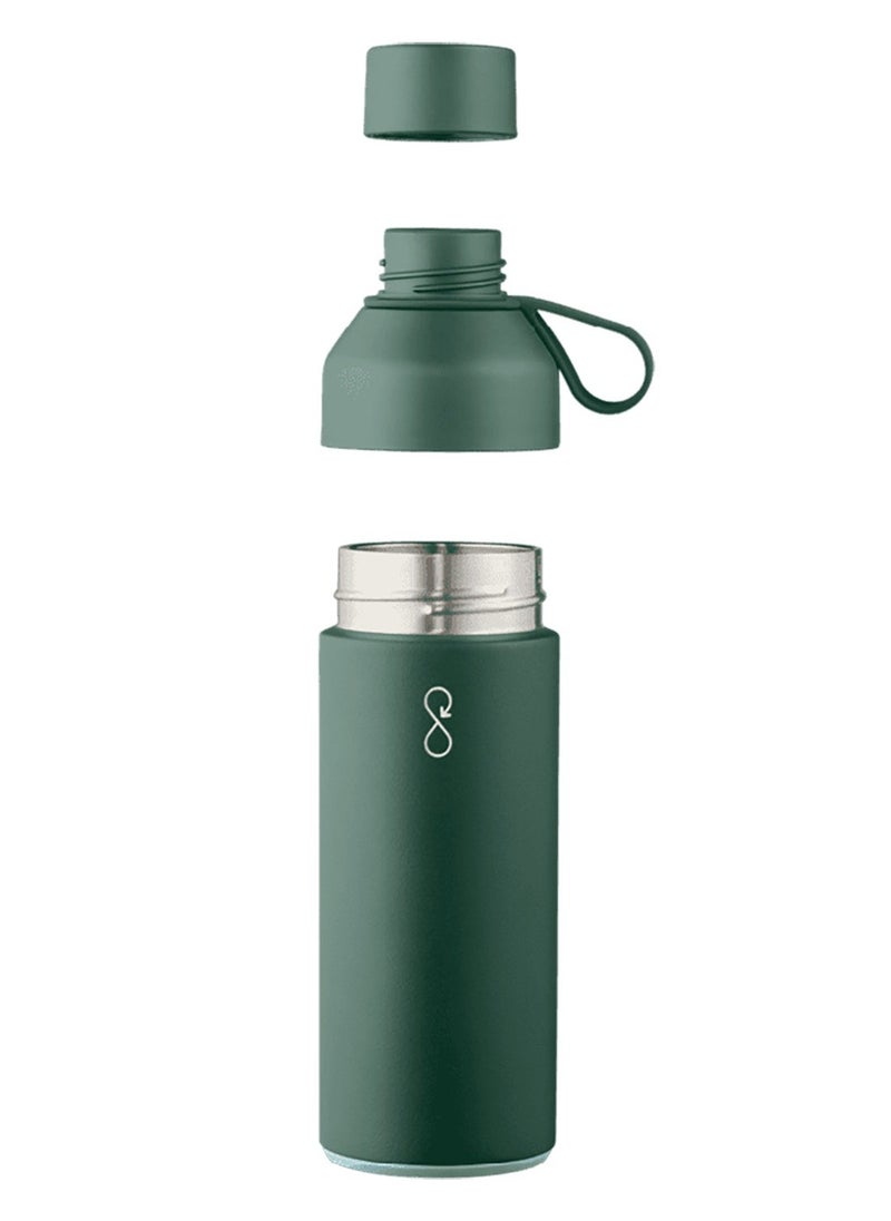 Eco-Friendly Stainless Steel Reusable Water Bottle Leakproof BPA Free Dishwasher Safe Double Wall Vacuum Insulated Thermos Flask - Forest Green 500 ml