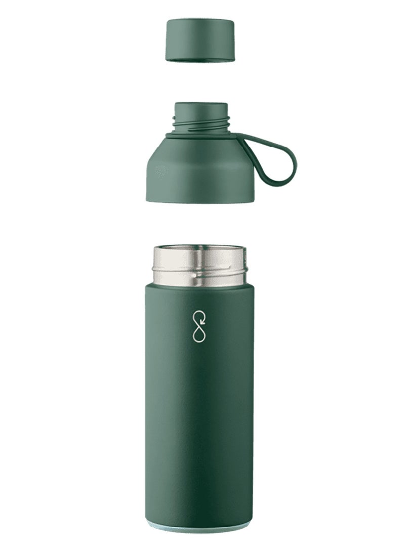Eco-Friendly Stainless Steel Reusable Water Bottle Leakproof BPA Free Dishwasher Safe Double Wall Vacuum Insulated Thermos Flask - Forest Green 500 ml