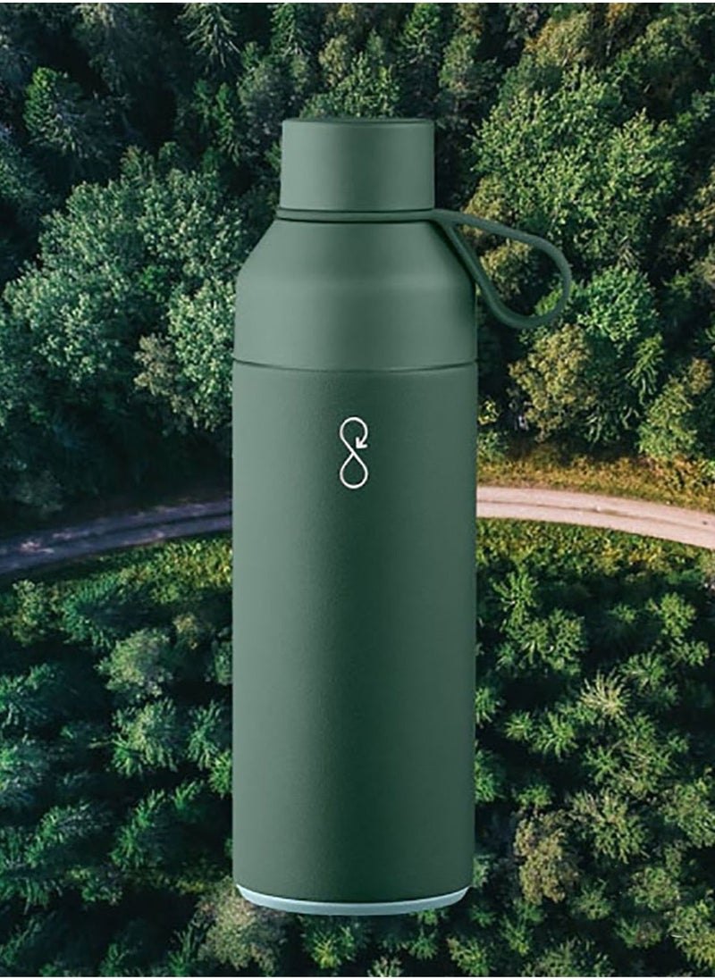 Eco-Friendly Stainless Steel Reusable Water Bottle Leakproof BPA Free Dishwasher Safe Double Wall Vacuum Insulated Thermos Flask - Forest Green 500 ml