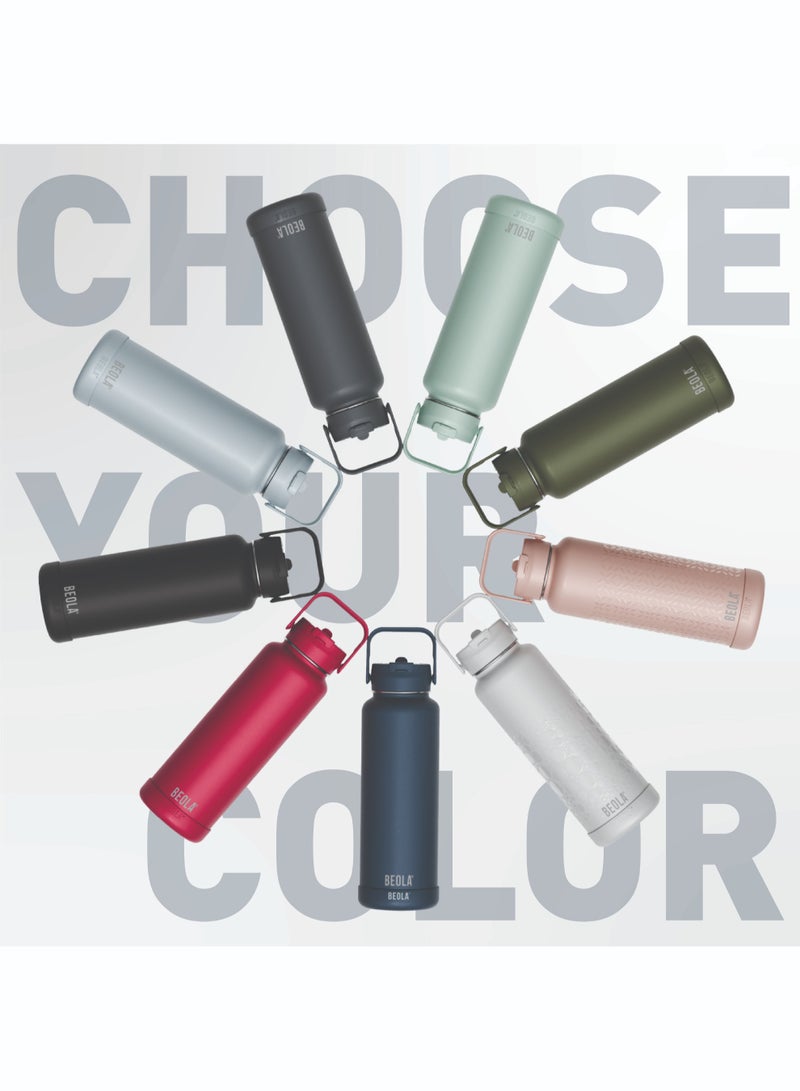 1200ml Vacuum Insulated Water Bottle, Double Walled Thermolab series Stainless Steel Water Drinking Flask with Straw Lid, 2 Lids included, Hot Cold Thermos, Sports Bottle 40oz (Marine Blue)