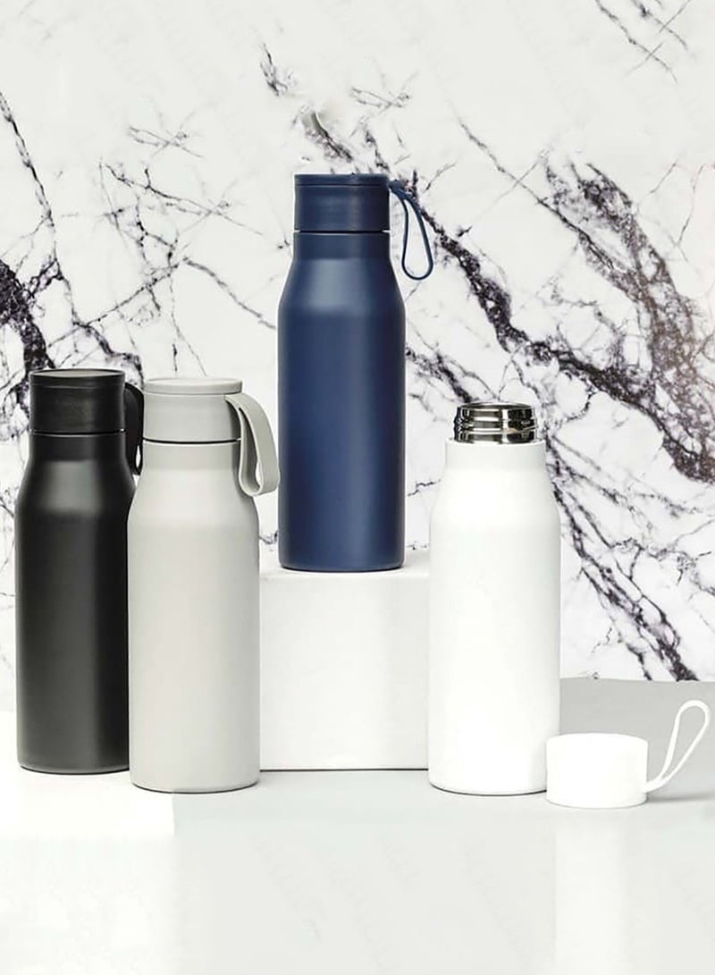 R-NEBRA - CHANGE Collection Recycled Stainless Steel Vacuum Bottle with Loop - Navy Blue