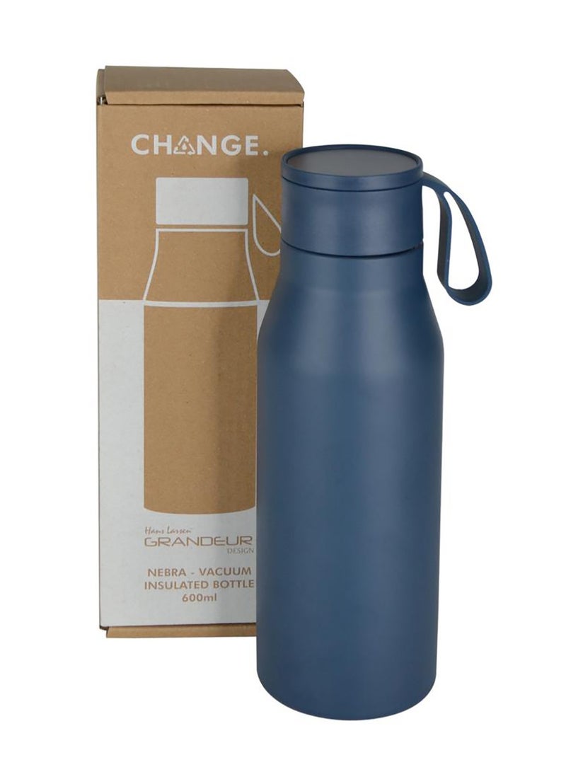 R-NEBRA - CHANGE Collection Recycled Stainless Steel Vacuum Bottle with Loop - Navy Blue
