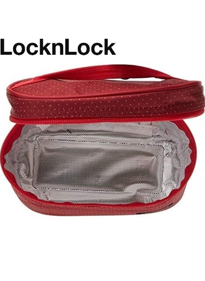 LocknLock 2PC Insulated Lunch Red Set - Grey, Airtight and BPA-Free Containers