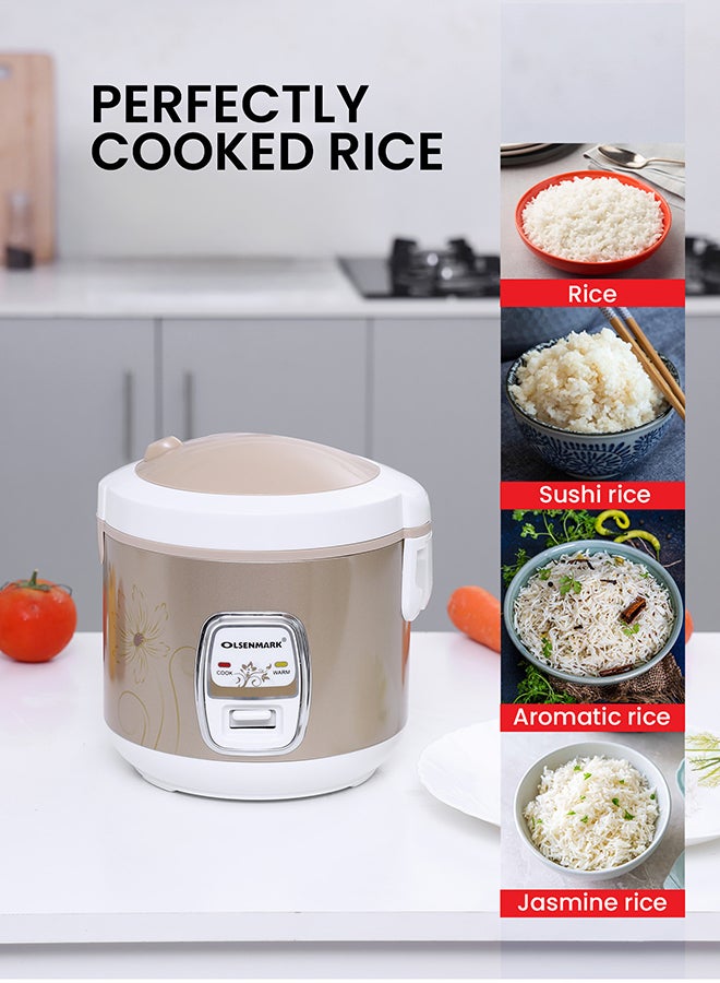 3-in-1 Rice Cooker with 1.5 L Capacity 500 W OMRC2121H Non-Stick Inner Pot, Cook, Steam and Keep Warm Functions, Keeps Rice Warm for Up to 8 Hours, Easy to Clean, Durable and Tougher Outer Body 1.5 L 500 W OMRC2121H Brown