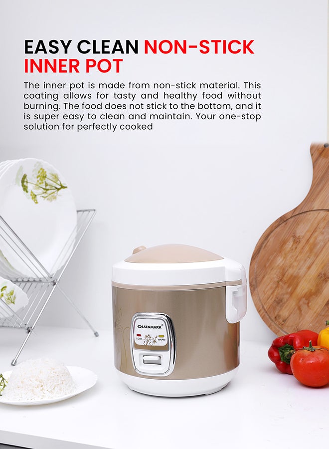 3-in-1 Rice Cooker with 1.5 L Capacity 500 W OMRC2121H Non-Stick Inner Pot, Cook, Steam and Keep Warm Functions, Keeps Rice Warm for Up to 8 Hours, Easy to Clean, Durable and Tougher Outer Body 1.5 L 500 W OMRC2121H Brown