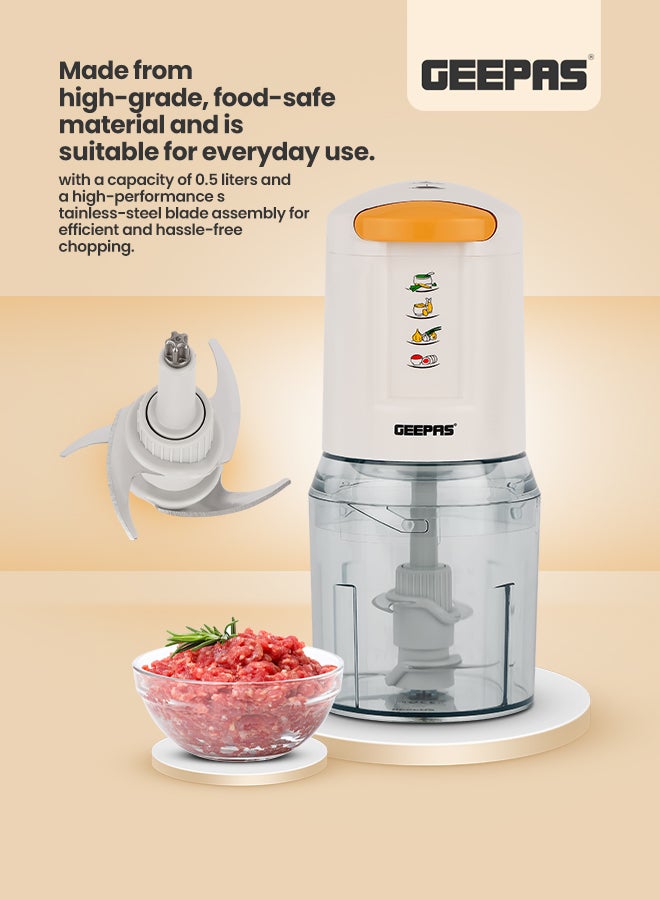 2 Speed Multi Chopper Mini Food Processor With 500ML Jar Capacity, 4 Stainless Steel Blades | Perfect For Blending & Chopping Fruits, Vegetables & More 0.5 L 500 W GC5477N Multicolour