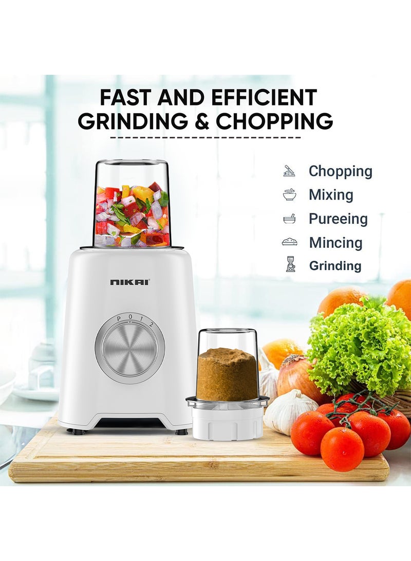 3-in-1 Blender with  1.5 Ltr Liquid Jar, 1 Coffee Grinder & 1 Meat Mincer, 2 Speeds, Stainless Blades, Unbreakable Jar, Perfect for Dry & Wet Fine Grinding, Mixing & Juicing 1.5 L 600 W NB1900NA1/ NB2900EB2 White/Clear