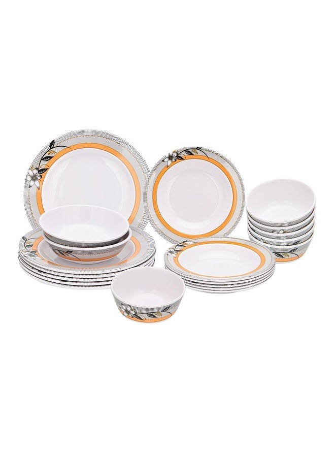 20 Pieces Melamine Dinner Set Multicolor Assorted Design White 10inch