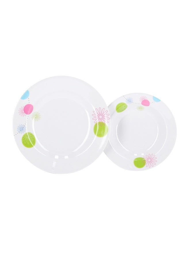 20 Pieces Melamine Dinner Set Multicolor Assorted Design White 10inch