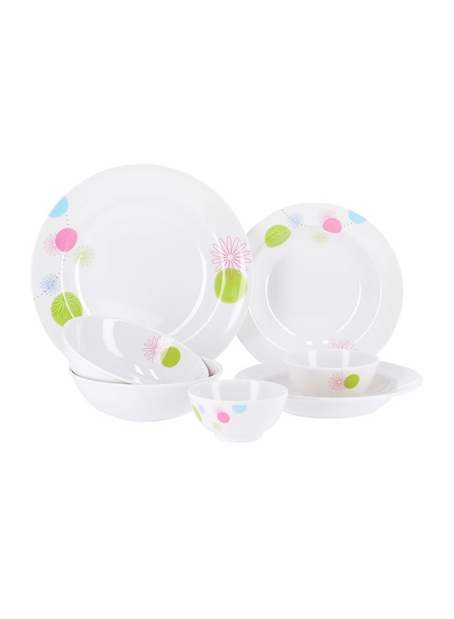 20 Pieces Melamine Dinner Set Multicolor Assorted Design White 10inch