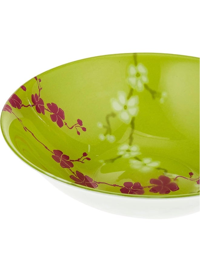 6-Piece Value Pack Kashima Soup Plate Set Green/Pink 20cm
