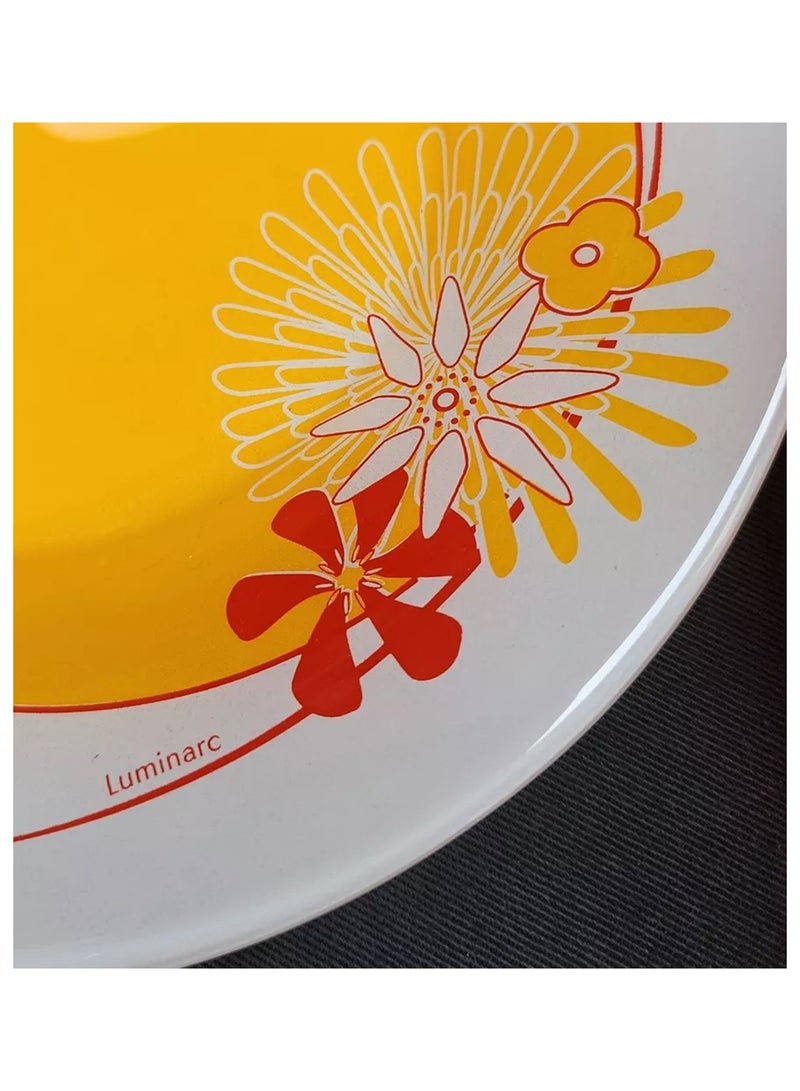 6-Piece Graphic Printed Dessert Plates White/Orange/Red 19cm