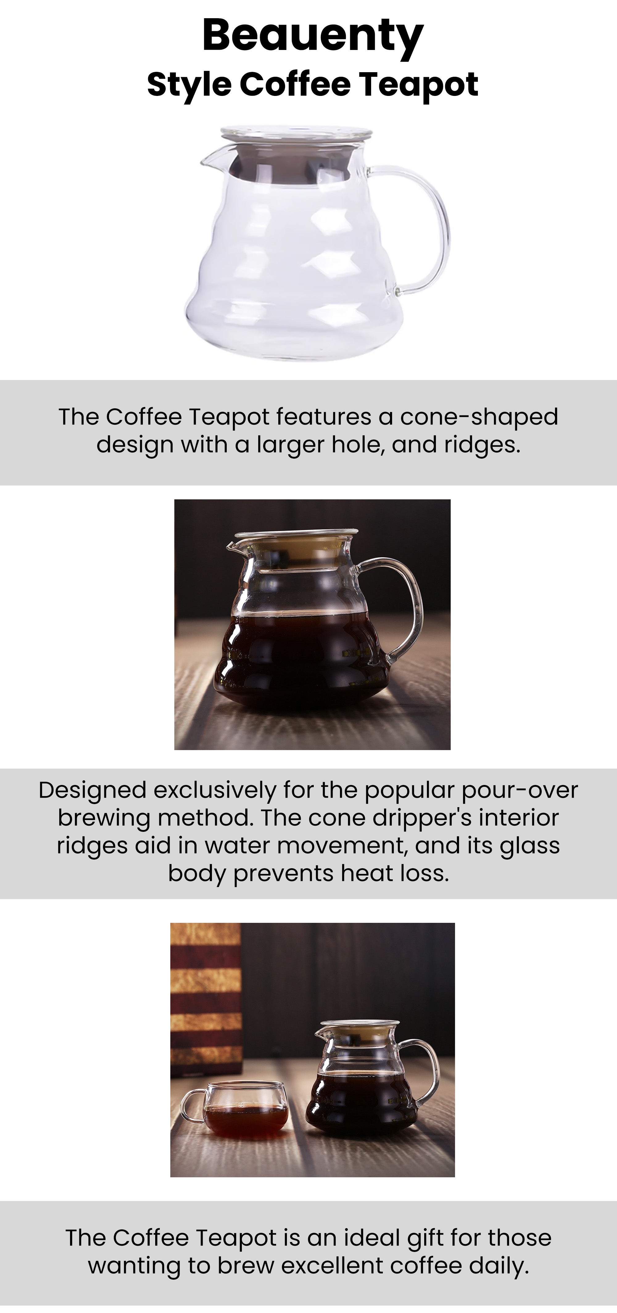 Style Coffee Teapot Clear/Brown 12x15x7.5cm
