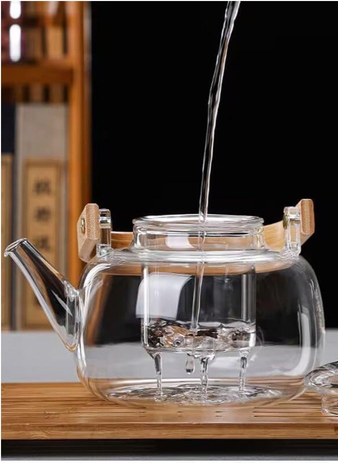 Borosilicate Glass Teapot With Glass Infuser For Loose Leaf Tea, Blooming Tea, Flower Tea With Bamboo Handle, 1000 ML…