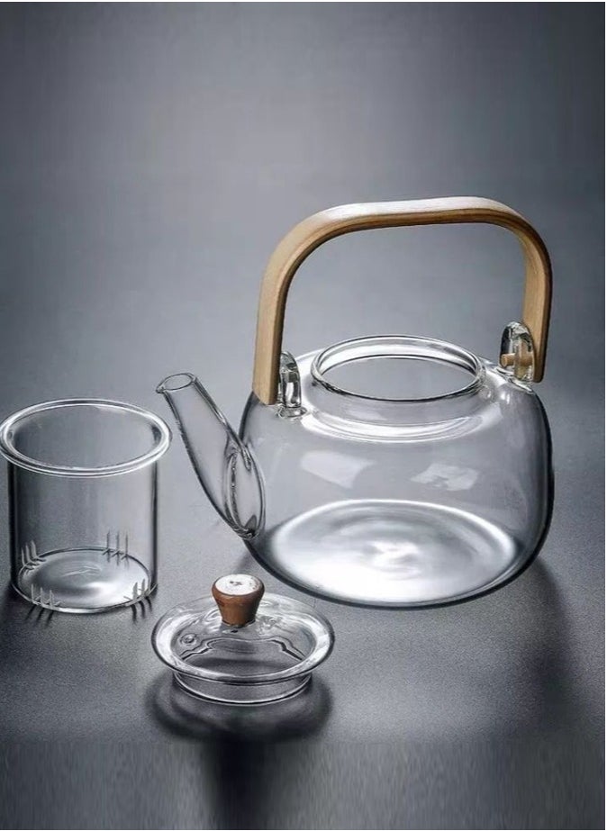 Borosilicate Glass Teapot With Glass Infuser For Loose Leaf Tea, Blooming Tea, Flower Tea With Bamboo Handle, 1000 ML…