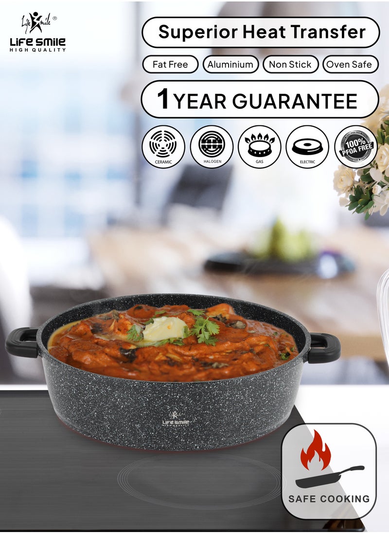 Nonstick Cookware Set 29 pcs Cookwares-Induction Base-Granite Coating  32x14.5cm Casserole with Lid, 28x12.7cm Casserole with Lid, 24x11.4cm Casserole with Lid, 20x9.2cm Casserole with Lid, 28x5.5cm Fish Fry pan 20x4.5cm  Fry pan 32x9cmShallow pot & Silicone Utensils