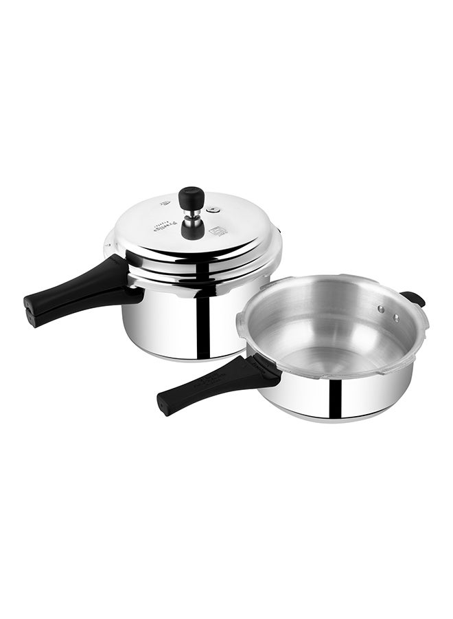 2 Pieces Aluminium Pressure Cooker Set |  Pressure Cooker With Lid and 5.5 Liters, 3 Liters  Pressure Pan without Lid