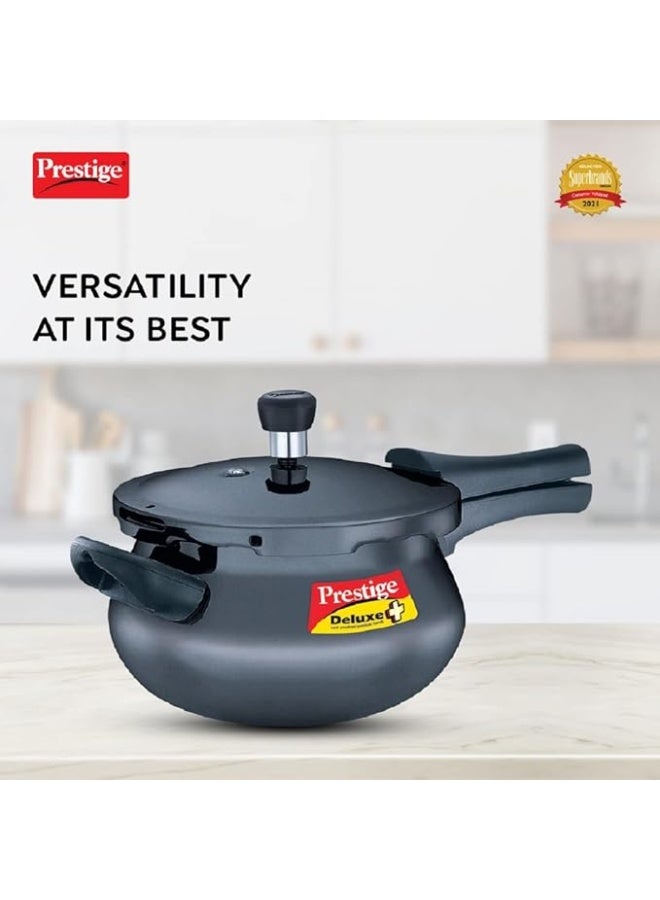 Deluxe Plus Aluminium Hard Anodised Pressure Cooker Handi Black 3Liters