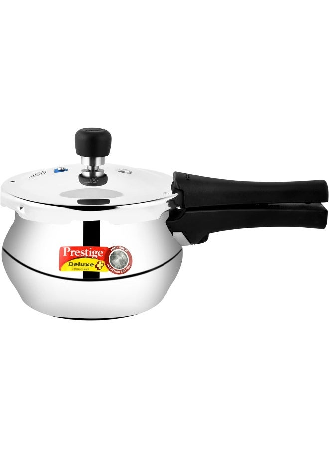 Deluxe Plus Baby Handi Aluminium Pressure Cooker  with Outer lid, Induction compatibale Base Durable Design Silver 2Liters