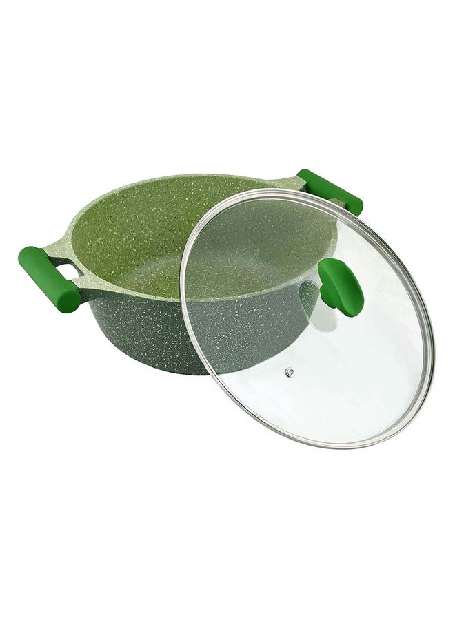 Granite Non-Stick Aluminium Sauce Pan With Lid Green 32cm