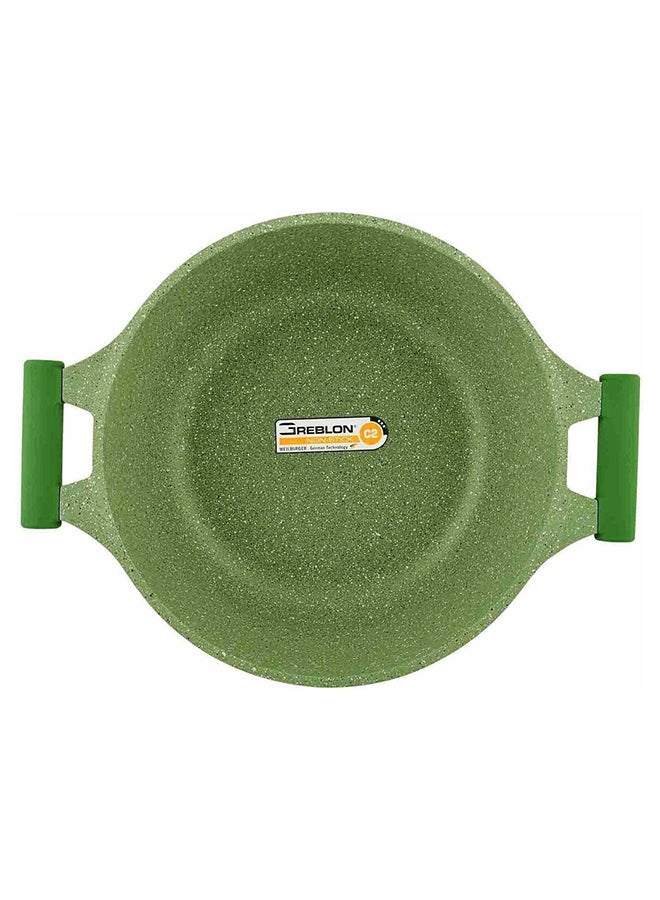 Granite Non-Stick Aluminium Sauce Pan With Lid Green 32cm