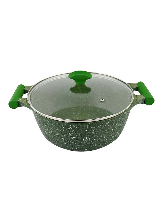 Granite Non-Stick Aluminium Sauce Pan With Lid Green 32cm