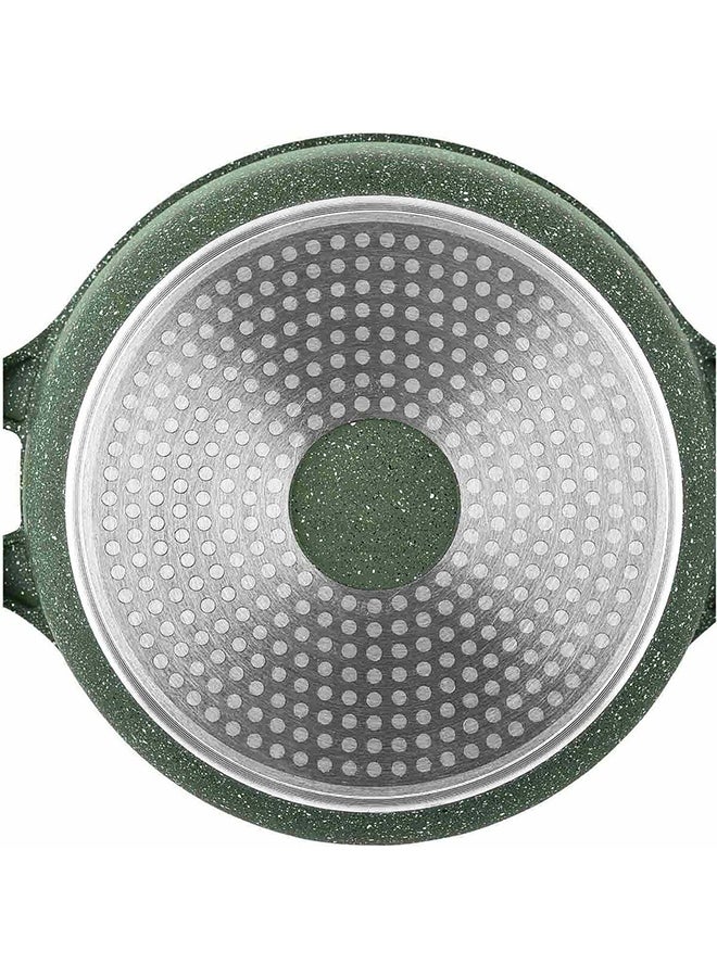 Granite Non-Stick Aluminium Sauce Pan With Lid Green 32cm