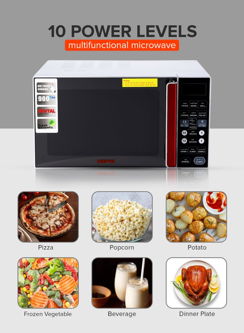 Digital Microwave Oven - Microwave Oven with Multiple Cooking Menus |Reheating & Defrost Function |Child Lock |Digital Controls 27 L 900 W GMO1876 Silver