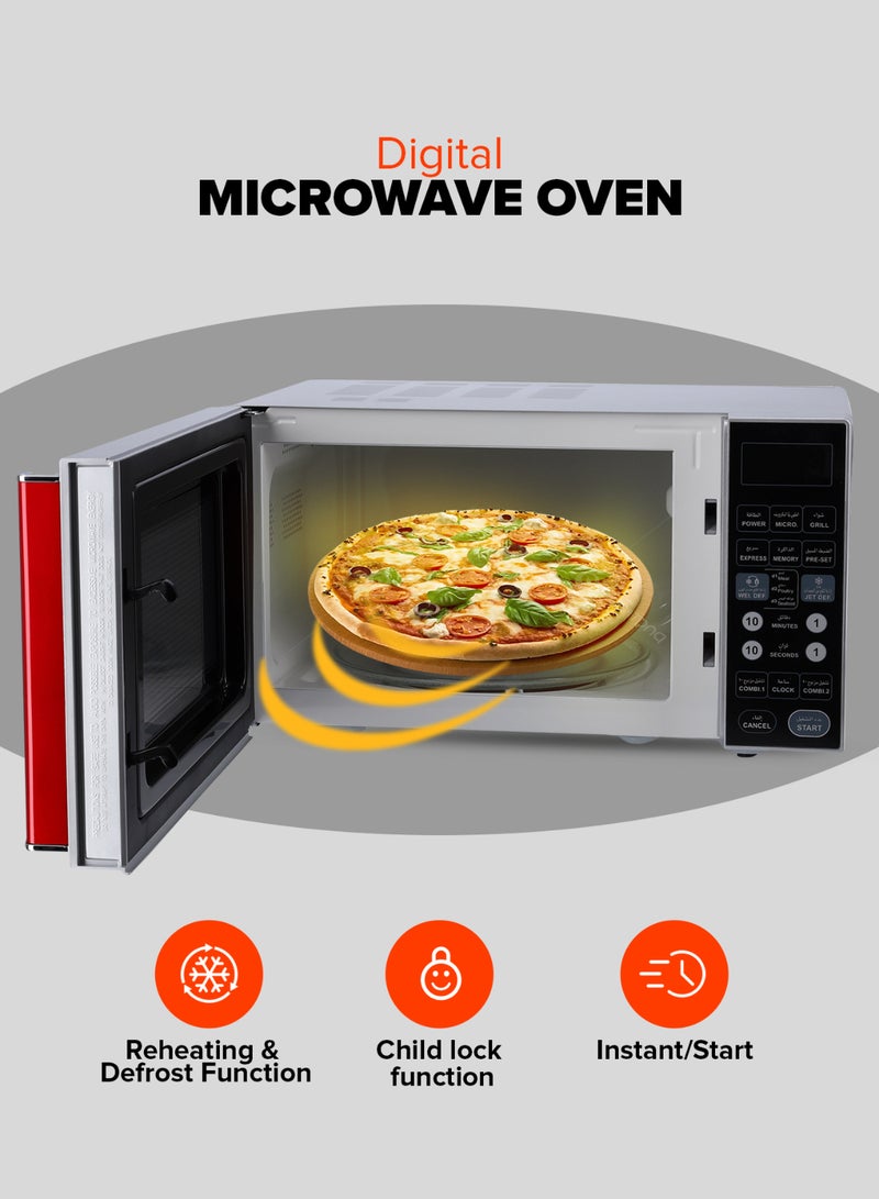 Digital Microwave Oven - Microwave Oven with Multiple Cooking Menus |Reheating & Defrost Function |Child Lock |Digital Controls 27 L 900 W GMO1876 Silver