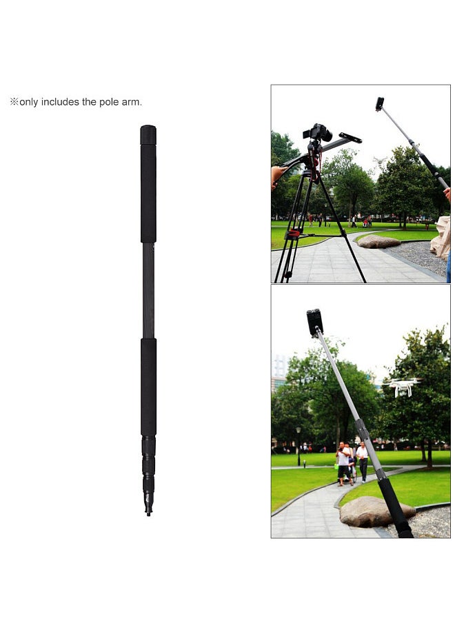 3m/9.8ft Lightweight Carbon Fiber 4 Sections Extendable Telescoping Microphone Boom Pole Arm Extension with 3kg/6.6lbs Load Capacity