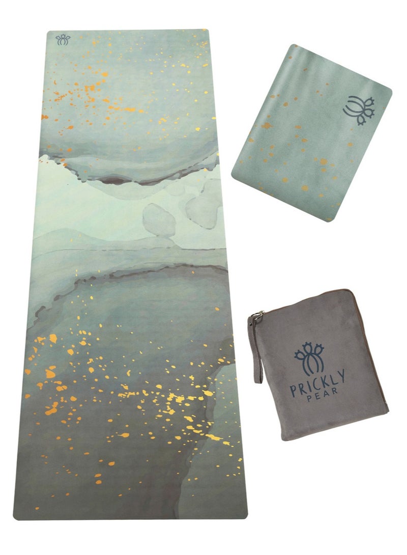 Prickly Pear Ink Non-Slip Suede Top 1mm Travel Yoga Mat - Compact Fitness Accessory