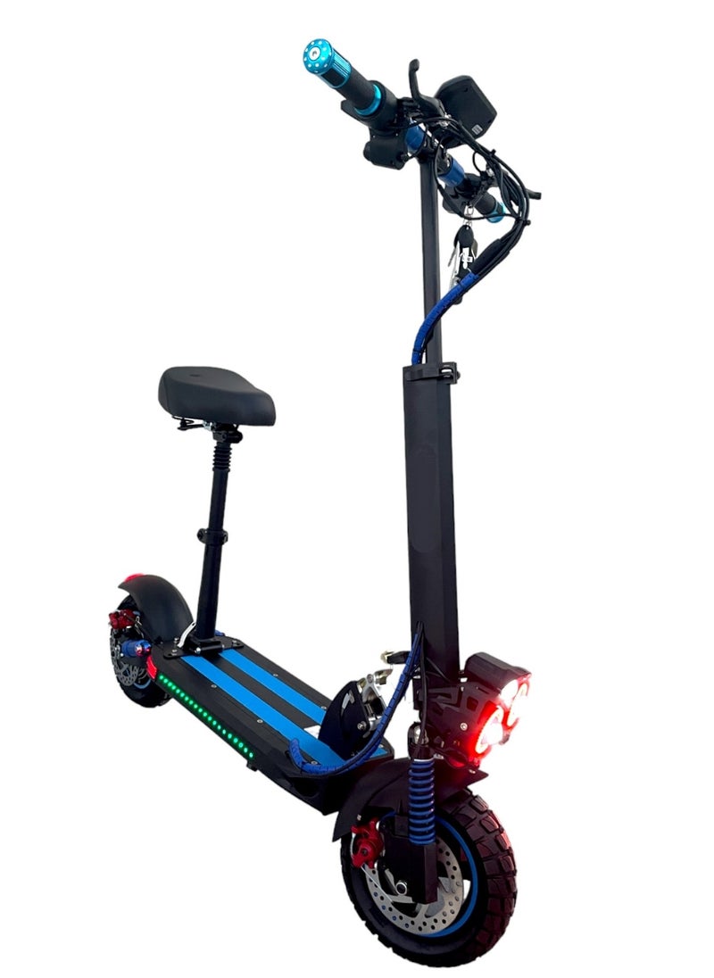 Electric Scooter 1000W motor 48V13Ah Battery 30 to 35Km Range Max Speed 55KmpH 4 Suspension Led Lights & Digital Display  E10