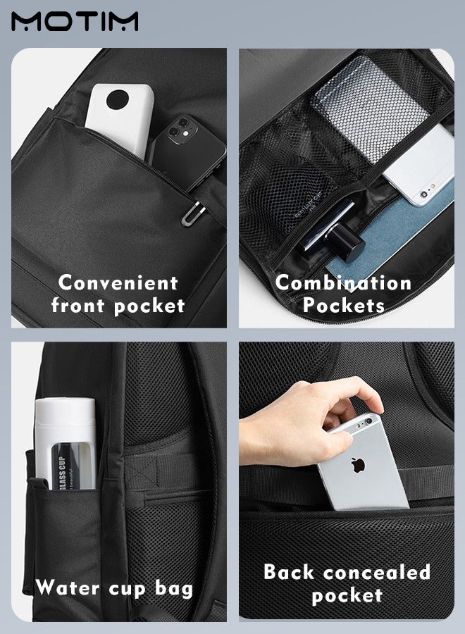 17.3 Inch Business Laptop Bag Backpack Travel Backpack with USB Charging Port, Waterproof Durable Lightweight Laptop Computer Bag  with Inner Organizer, Large Capacity