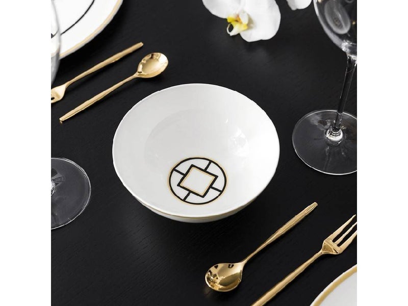 37-Piece Metrochic Dinner Set White/Black/Gold