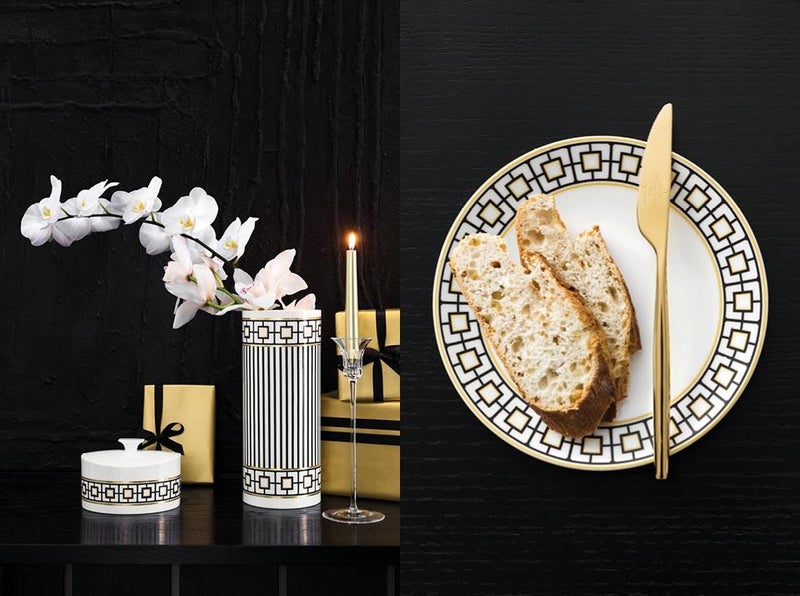 37-Piece Metrochic Dinner Set White/Black/Gold