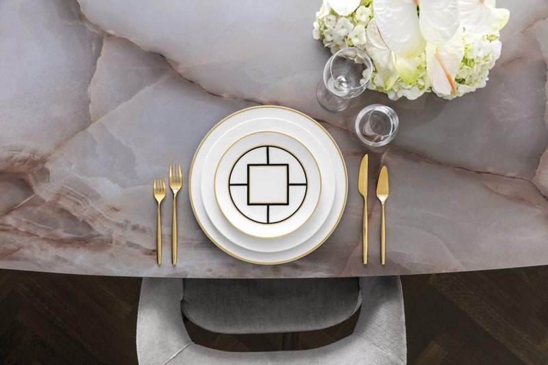 37-Piece Metrochic Dinner Set White/Black/Gold