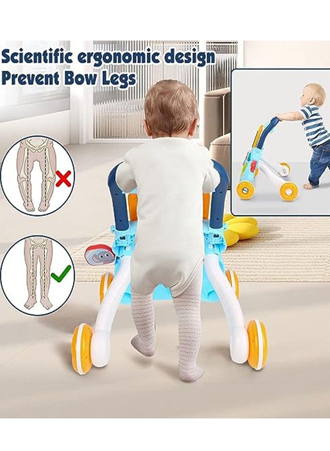 Multifunctional baby walker, learning to walk and stand stroller with drawing board, music, toys and anti-rollover