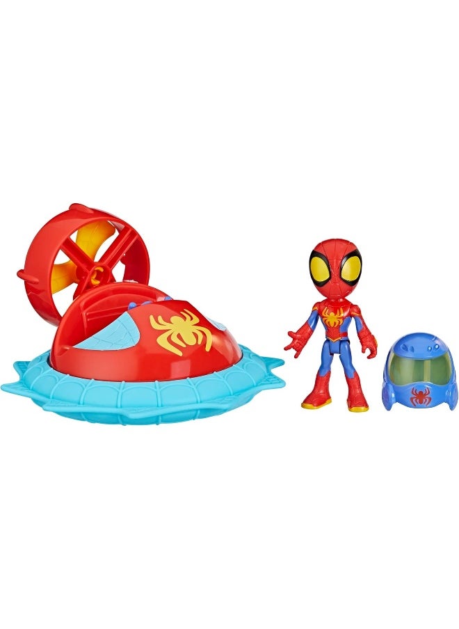 Marvel Spidey and His Amazing Friends Web-Spinners Spidey with Hover Spinner, Car Playset with Vehicle, Figure, and Accessory, Toy Cars for Kids 3 and Up