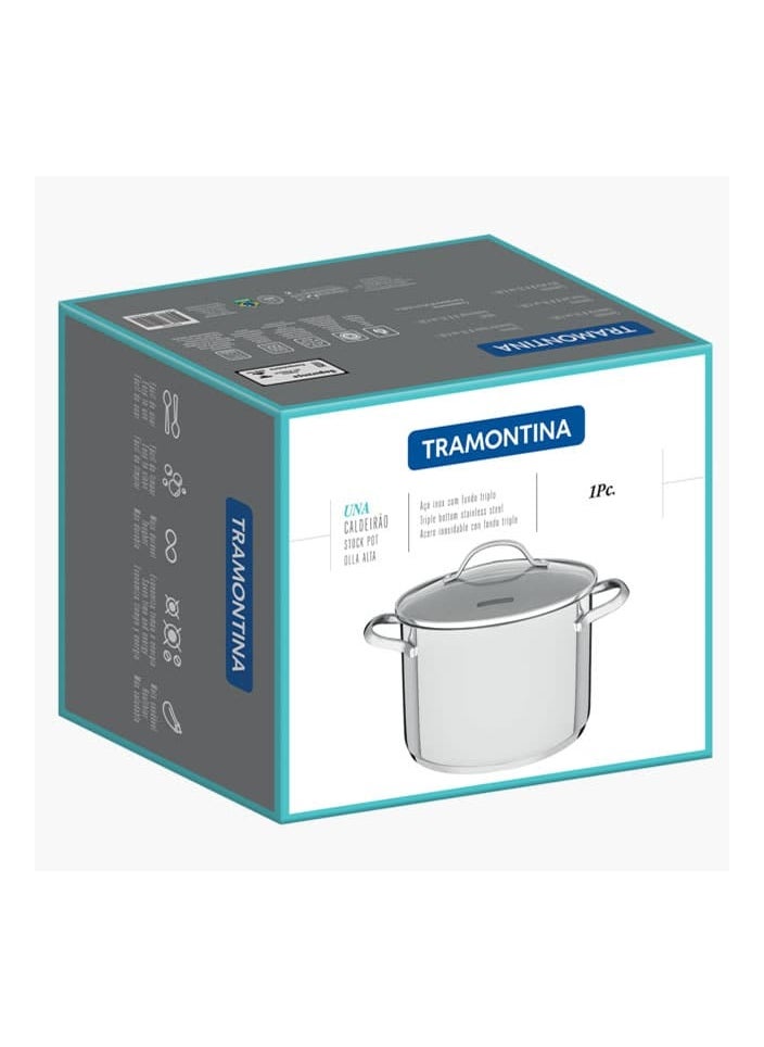 Since 1911,Made in Brazil- Una 24cm 7.7L Stainless Steel Stock Pot with Tri-ply Bottom