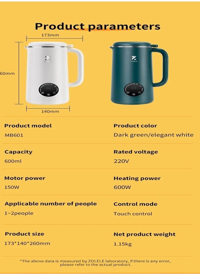 Multi-Funtional Juice Blender & Electric Kettle with 10 Stainless Steel Blades, 4 Blending Modes & 600ml and Capacity BPA-Free MB601  - Green
